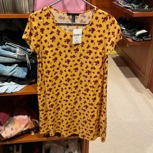 Yellow floral dress with sleeves